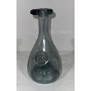 Vintage Holmegaard Denmark Gray Glass Carafe Bottle Embossed Medallion Ole